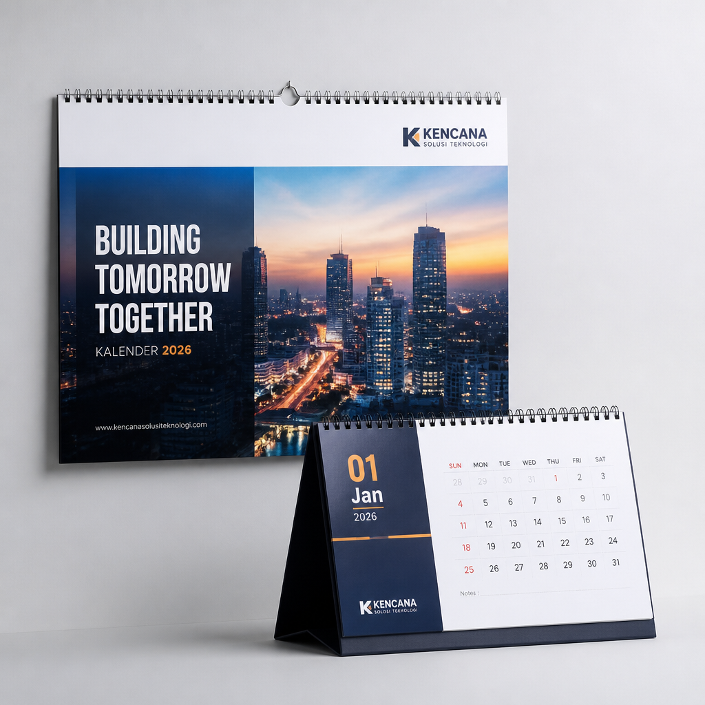 Cetak kalender meja dinding custom perusahaan Jagocetak Surabaya